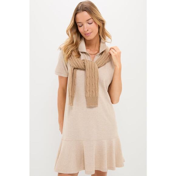 NWT Tuckernuck Sandstone Pique May Polo Shirt Mini Classic Fall Dress Tan Medium - Picture 1 of 7